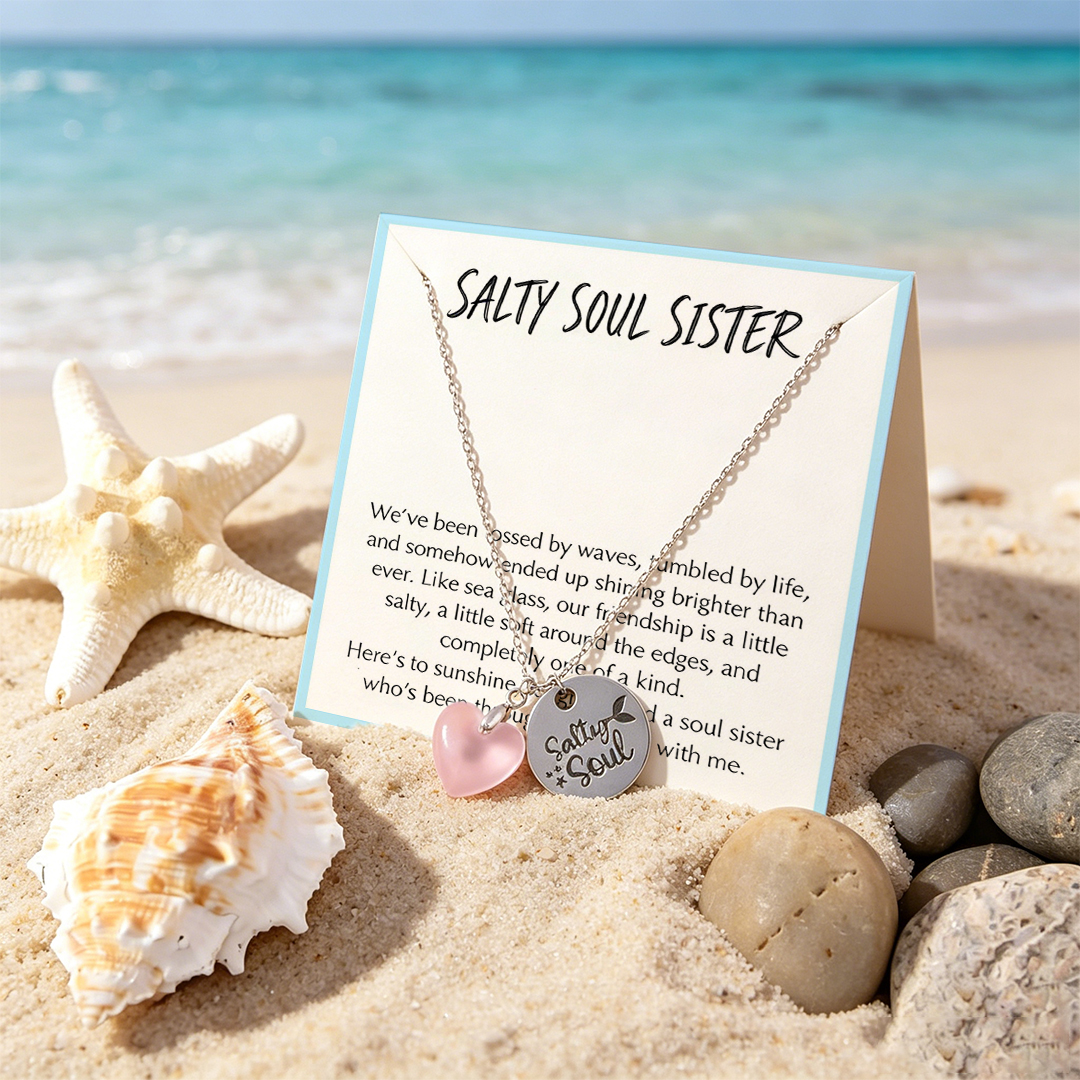 Salty Soul Sister Sea Glass Heart Necklace
