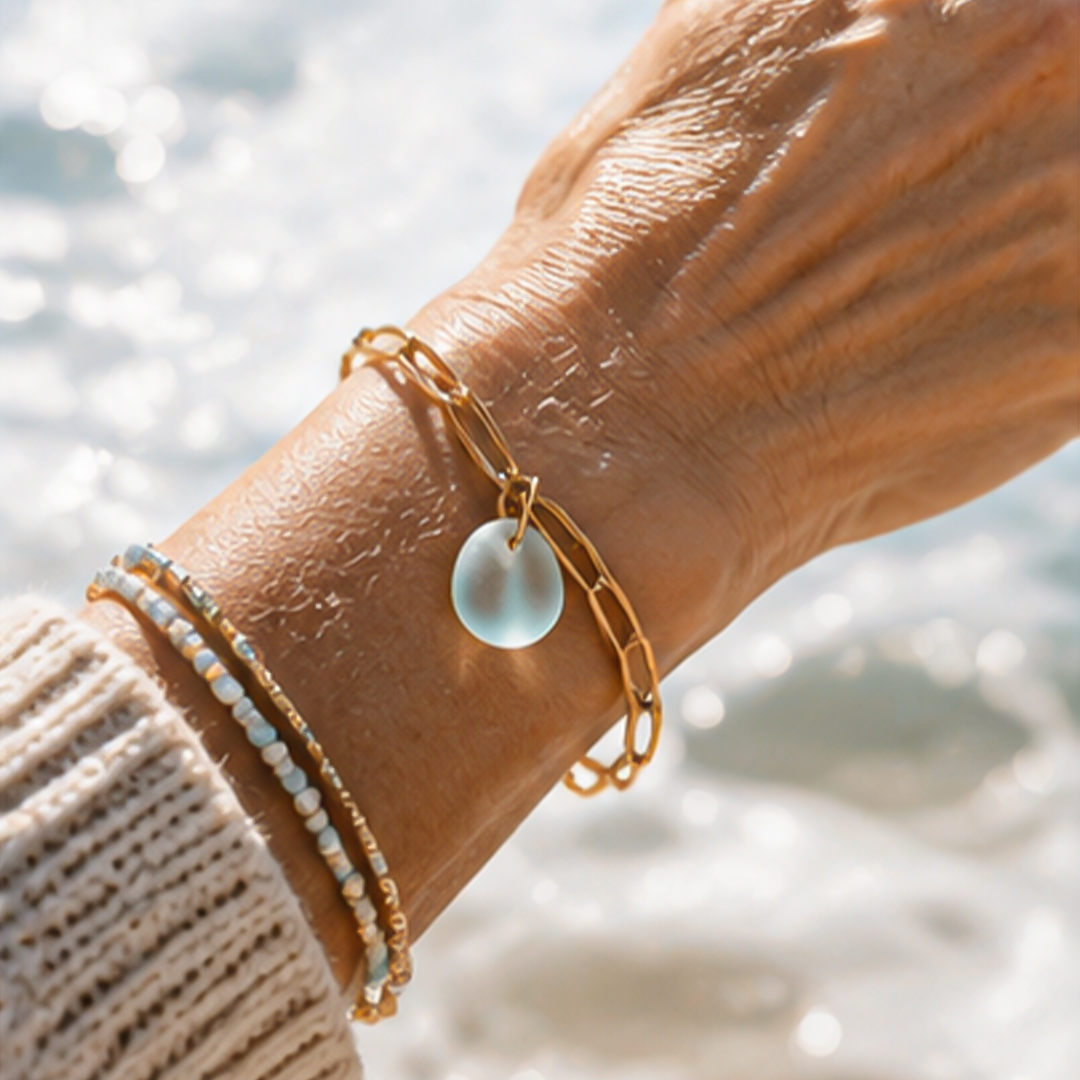 Salty Soul Sister Sea Glass Chain Bracelet
