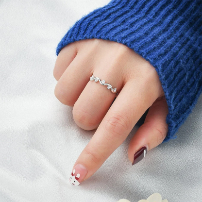 For Self - S925 A Self-Reminder Wavy Diamond Ring