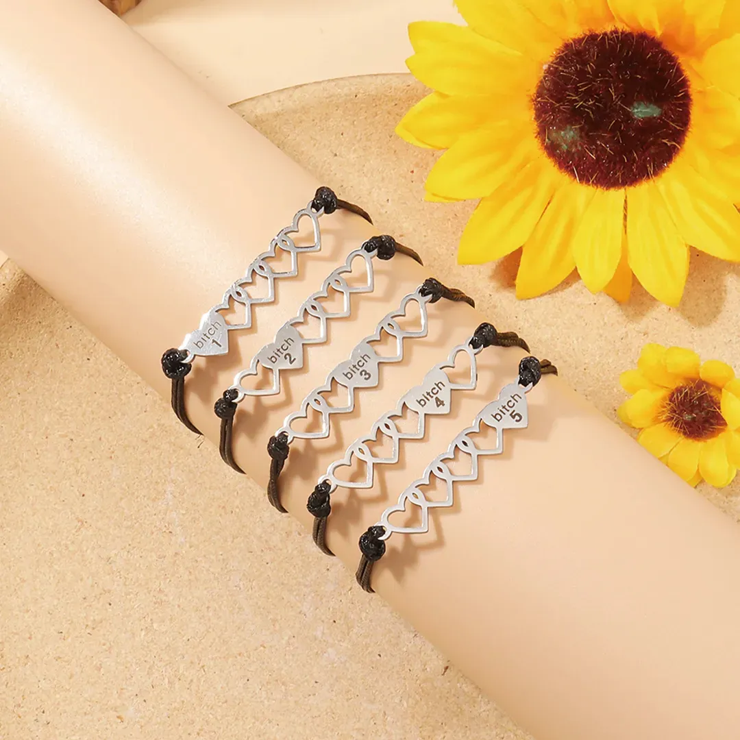 For Friend - Badass Bitches Heart Braided Bracelet