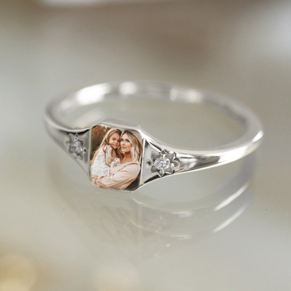 S925 Custom Photo & Birthstone Ring