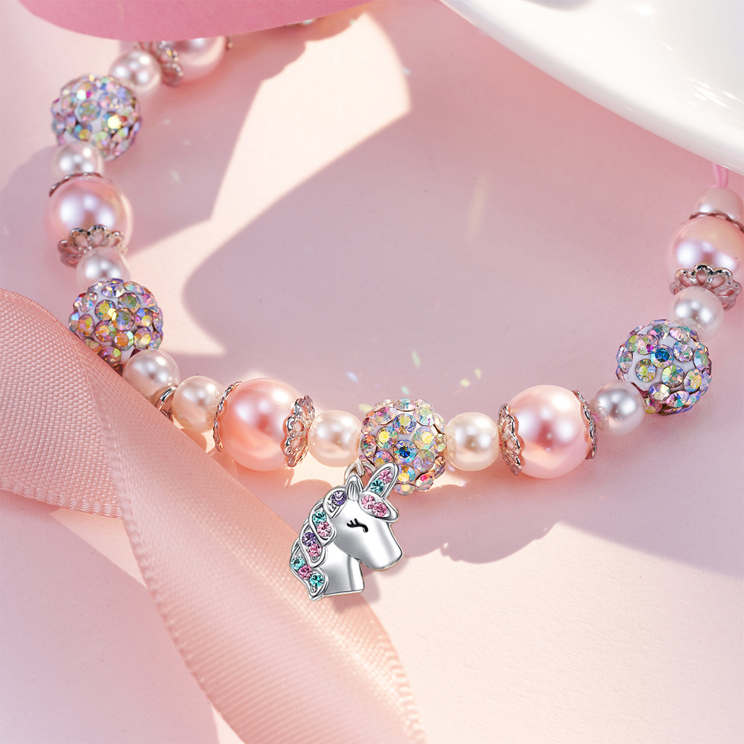 For Granddaughter - Grandmother And Granddaughter A Link That Can Never Be Undone Unicorn Pendant Pearl Bracelet