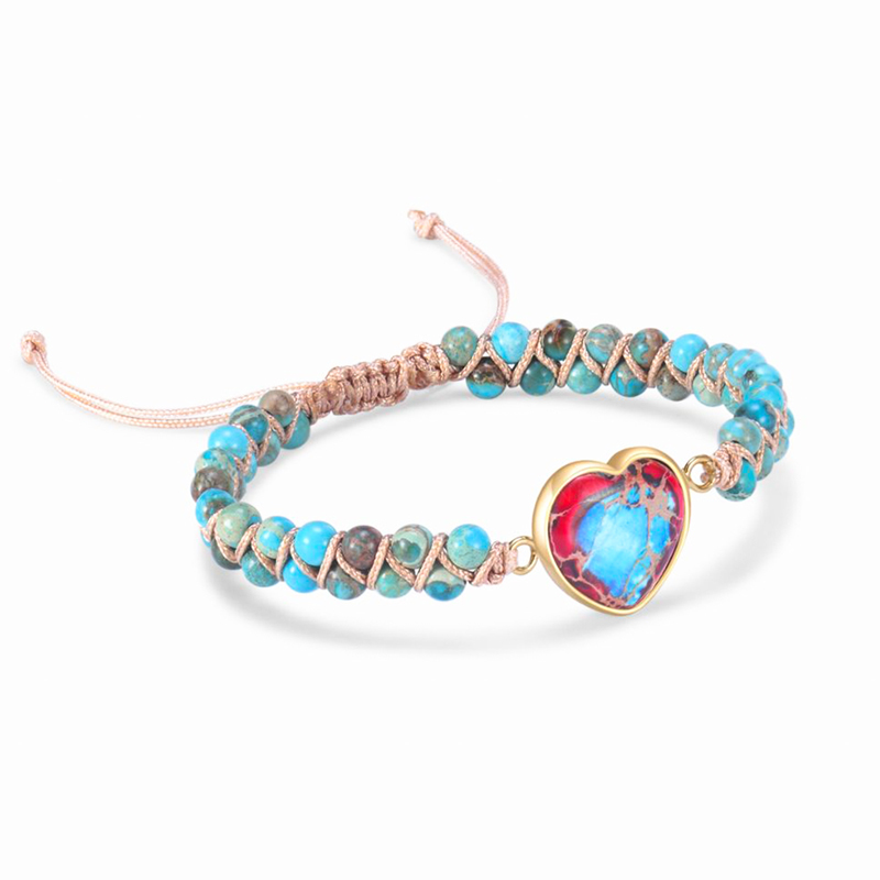 For Daughter - We Are Forever Linked Together Heart Beads Bracelet