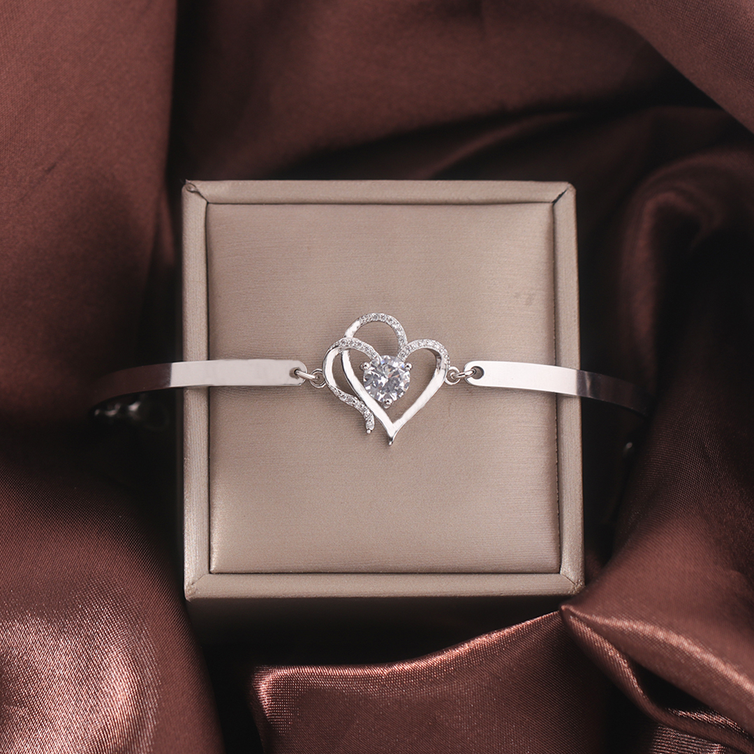 For Love -  I Want All Of My Lasts To Be With You Double Heart Bracelet