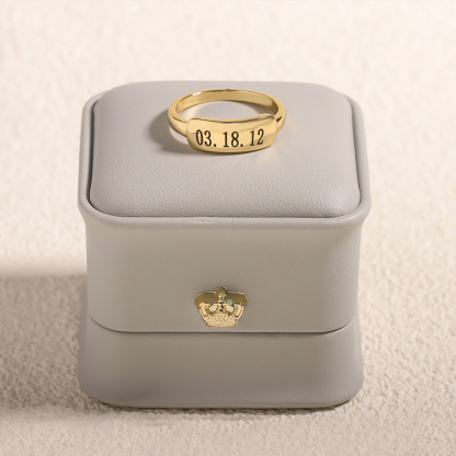 Custom Special Date Delicate Dainty Bar Ring