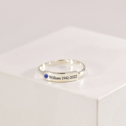 For Memorial - S925 Personalized Birthstone Name Memorial Ring