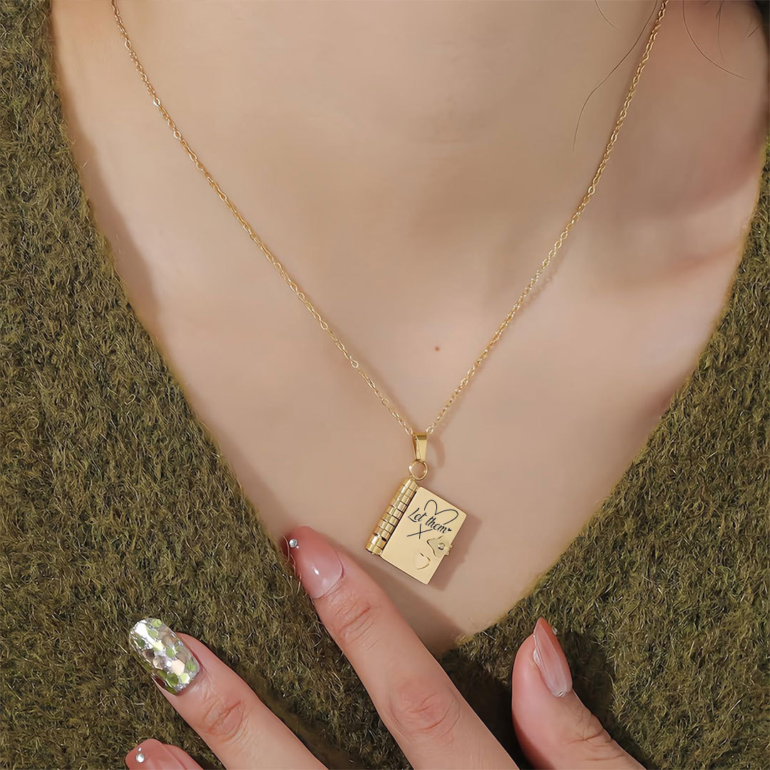 Just let them Book Necklace