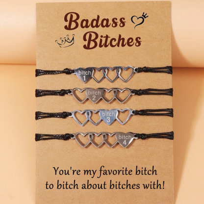 For Friend - Badass Bitches Heart Braided Bracelet