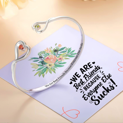 For Friend-We Are Best Friends Double Hearts Custom Birthstones Bracelet
