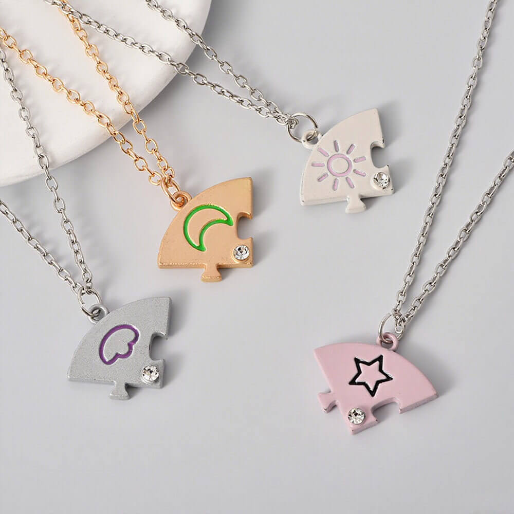 4 Best Friends Sun Moon Star Cloud Puzzle Jewelry Set