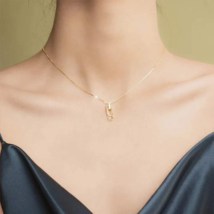 S925 Mother & Daughter Forever Linked Together Necklace - Silver
