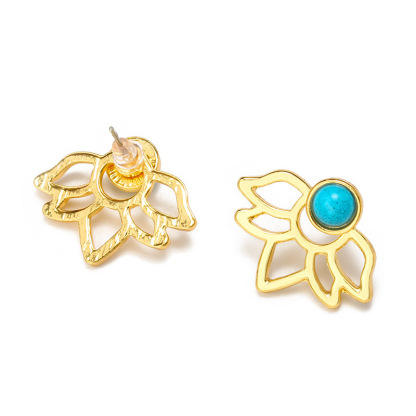 Turquoise Lotus Earrings