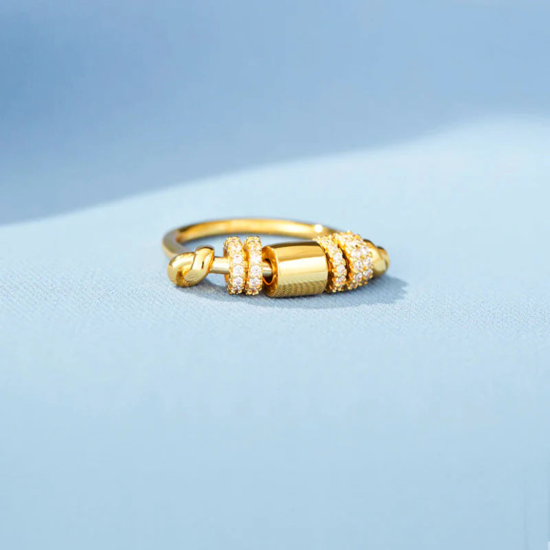 For Daughter - S925 Drive Away Your Anxiety Gold Beads Fidget Ring