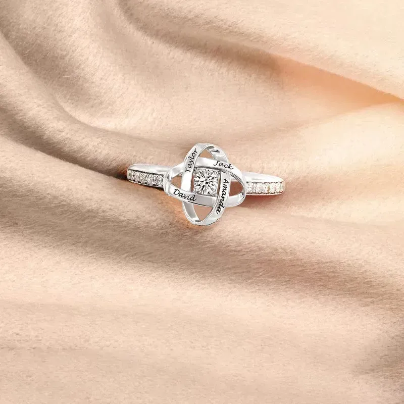 For Mother - S925 Custom Name Knot Ring