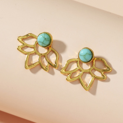 Turquoise Lotus Earrings