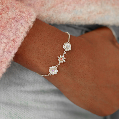 For Sisters - 1-10 Three-Dimensional Custom Birth Flowers Bracelet