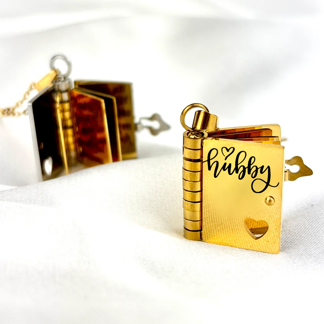My Husband Book Necklace