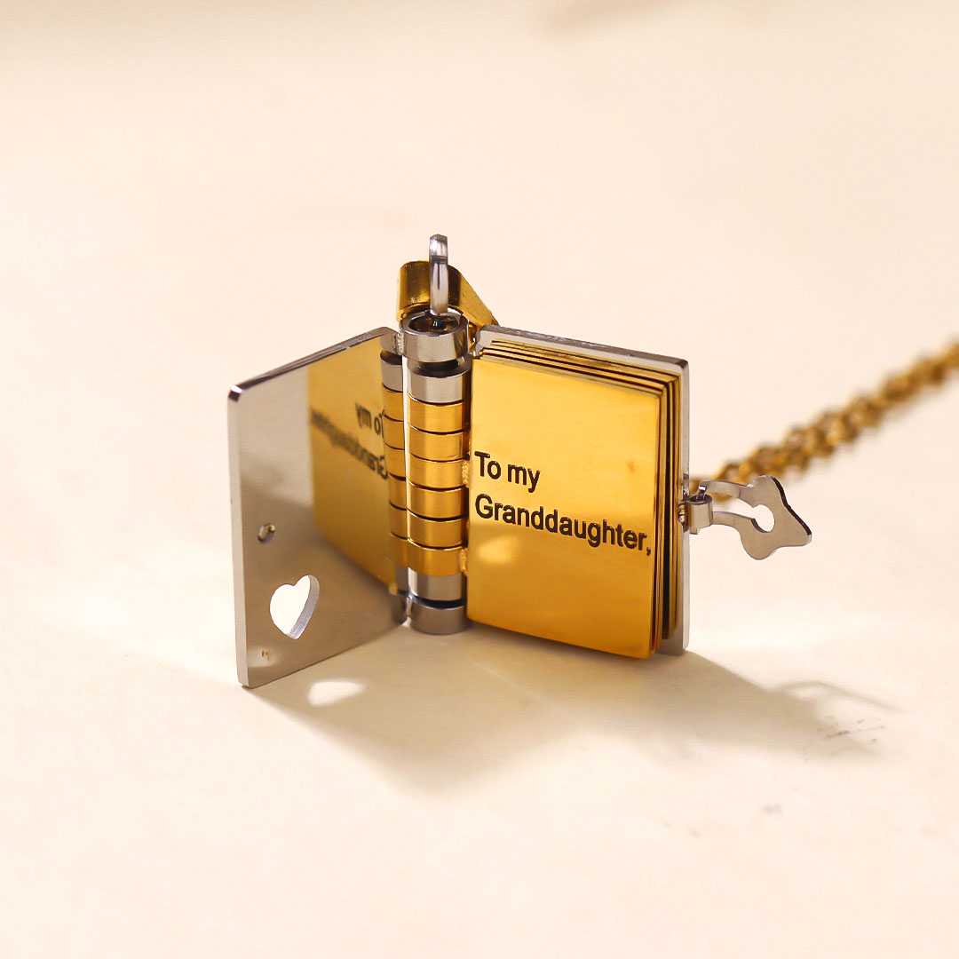 To My Granddaughter Book Necklace
