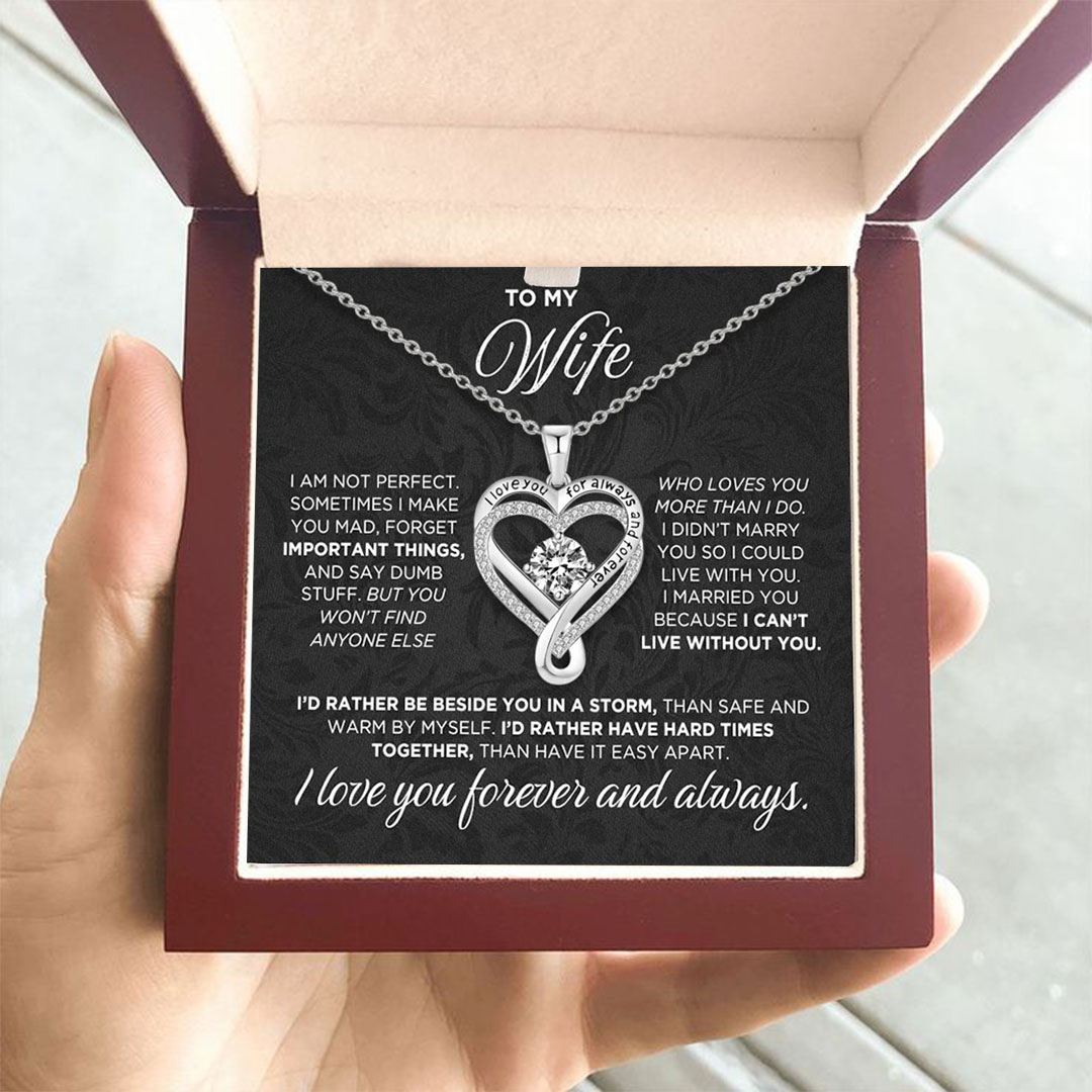 I Love You Forever And Always Engraved Heart Necklace