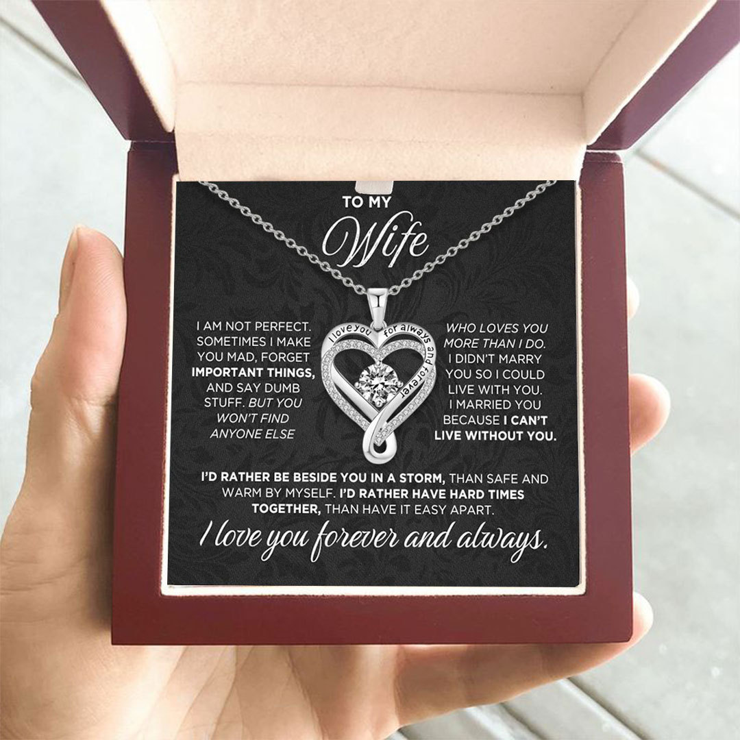 I Love You Forever And Always Engraved Heart Necklace