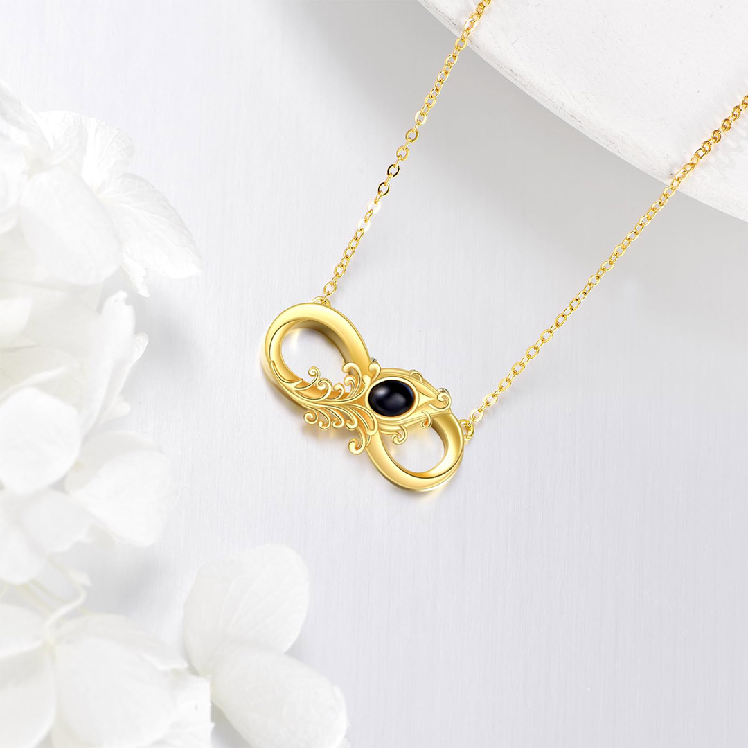 Guardian Angel Infinity Feather Necklace