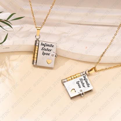 For Sisters- Infinite Sister Love Book Necklace