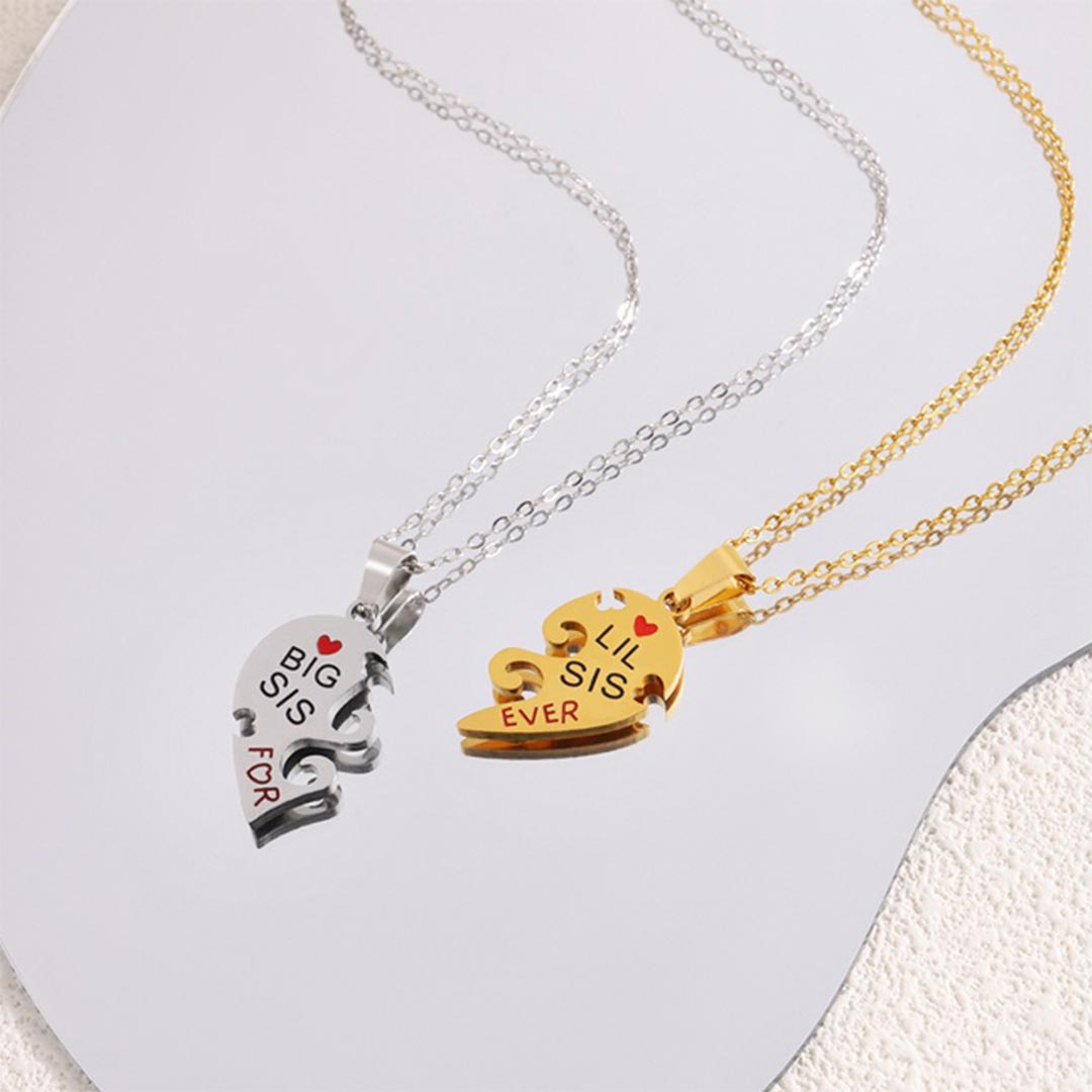 For Sisters- Big Sister And Little Sister Their Hearts As One Necklace