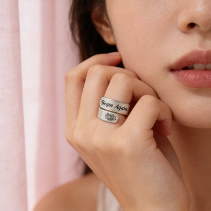 Fuck It and Begin Again Open Lotus Ring