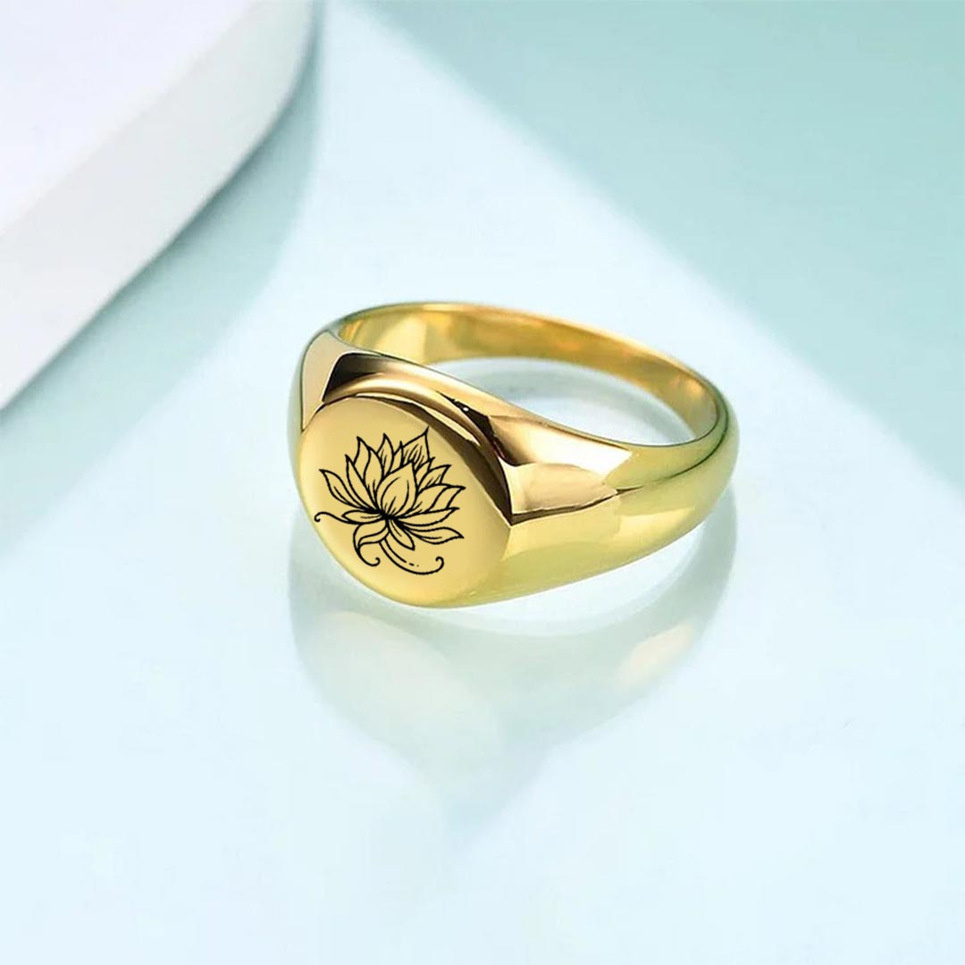 Fuck It and Begin Again Lotus Signet Round Ring