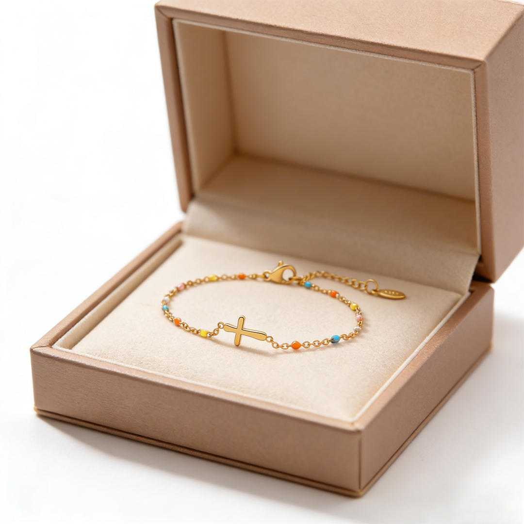 Easter Day Special Offer - Dainty Colorful Beads Cross Bracelet