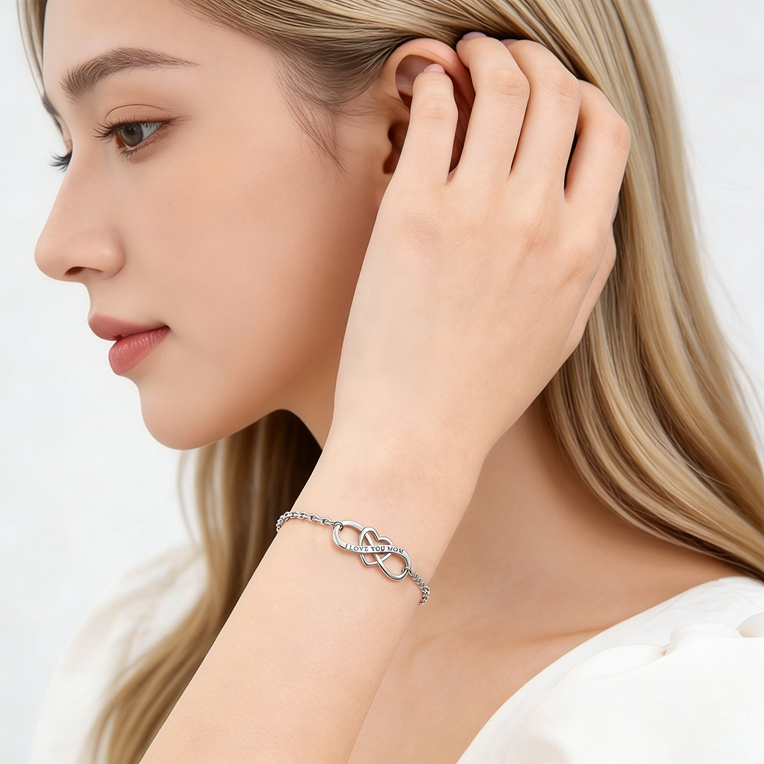 I Love You Mom Heart Knot Bracelet