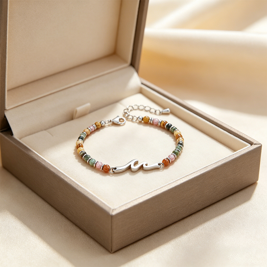 For Daughter - I Love You Forever And Always Wave Beads Bracelet