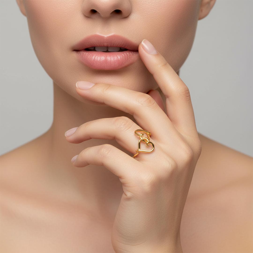 Mother & Daughter's Love is a golden thread Heart Ring