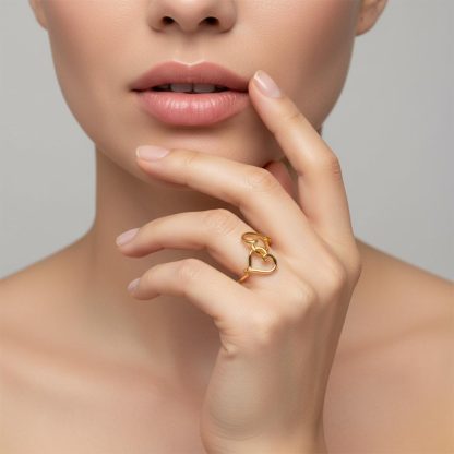 Mother & Daughter's Love is a golden thread Heart Ring