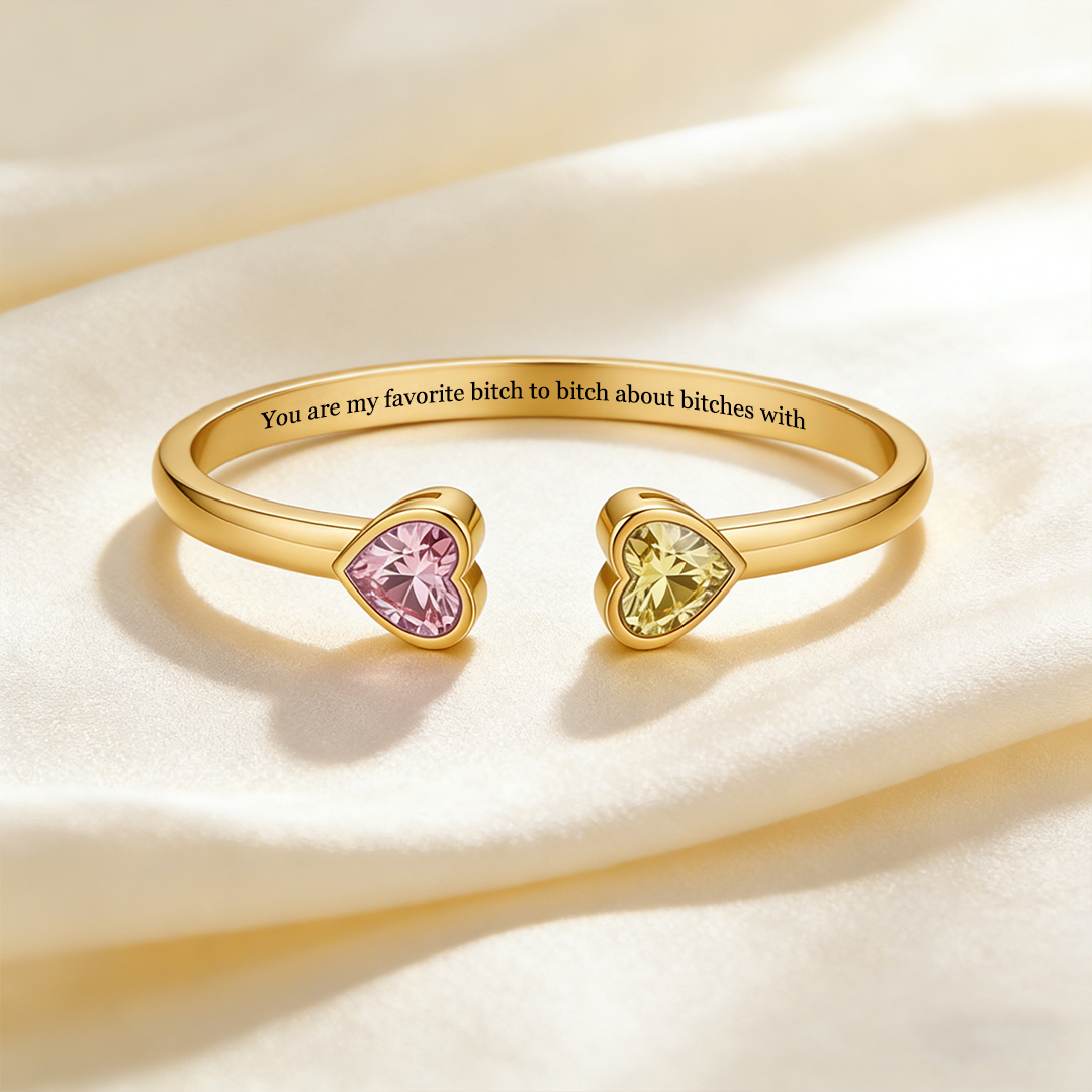For Friends - You Are My Favorite Bitch Double Heart Birthstone Bracelet