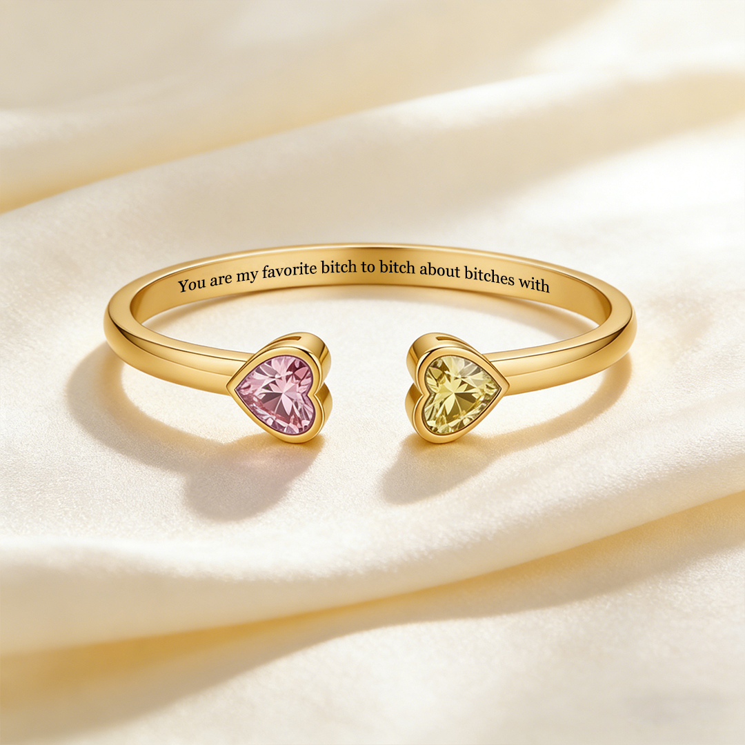 For Friends - You Are My Favorite Bitch Double Heart Birthstone Bracelet