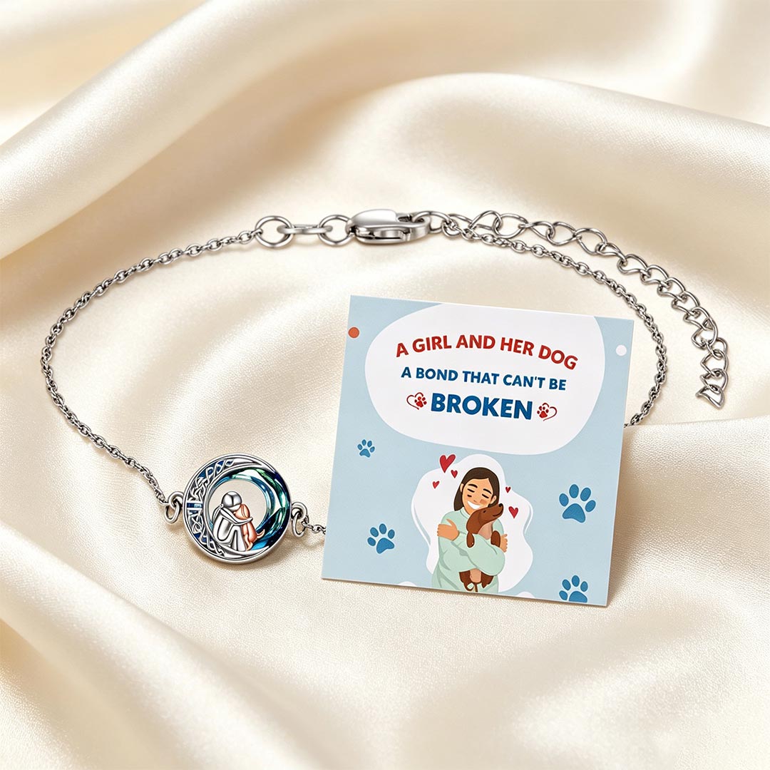 A Girl And Her Dog Circle Crystal Bracelet