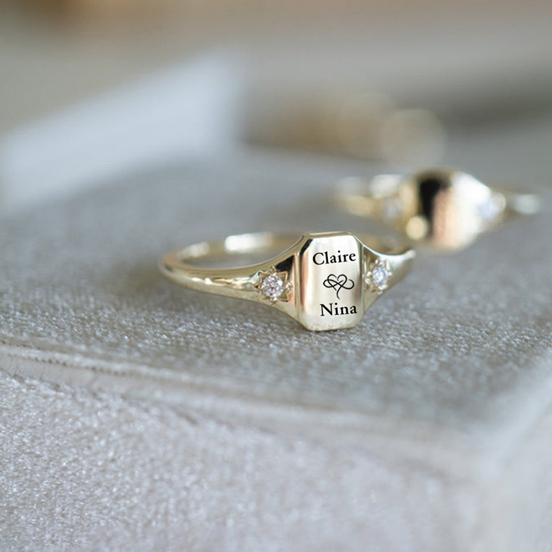 S925 Mother & Daughter Forever Linked Forever Loved Name Custom Ring