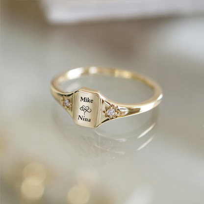 For Love - S925 Name And Birthstone Custom Ring