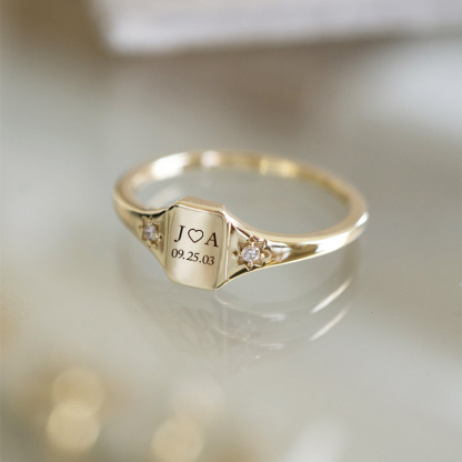 For Love - S925 Initial Date Custom Ring