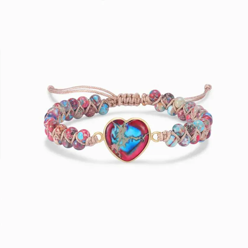 For Daughter - We Are Forever Linked Together Heart Beads Bracelet