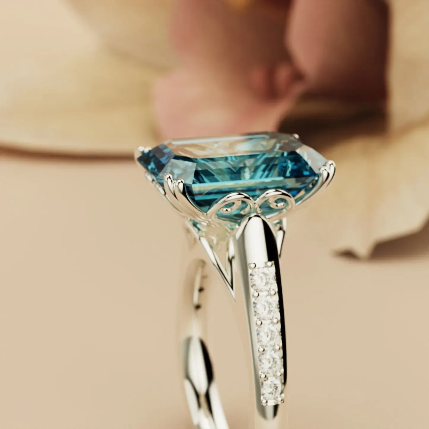 S925 Emerald Cut Diamond Ring