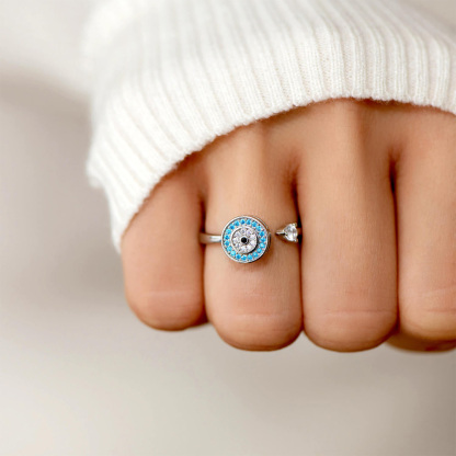 "Fuck Anxiety" Evil Eye Rotatable Ring