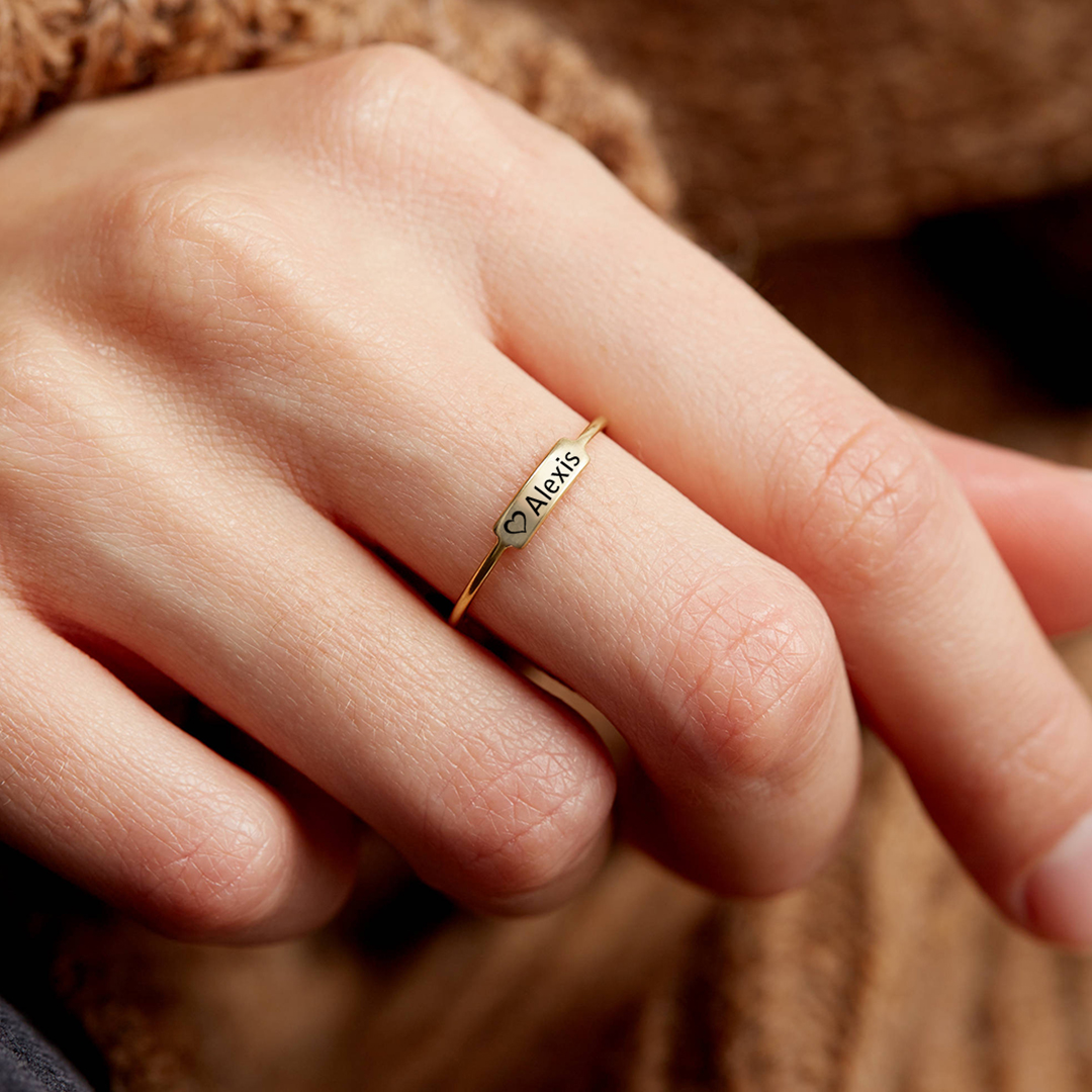 For Memory - Custom Delicate Dainty Bar Ring