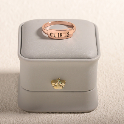 Custom Special Date Delicate Dainty Bar Ring