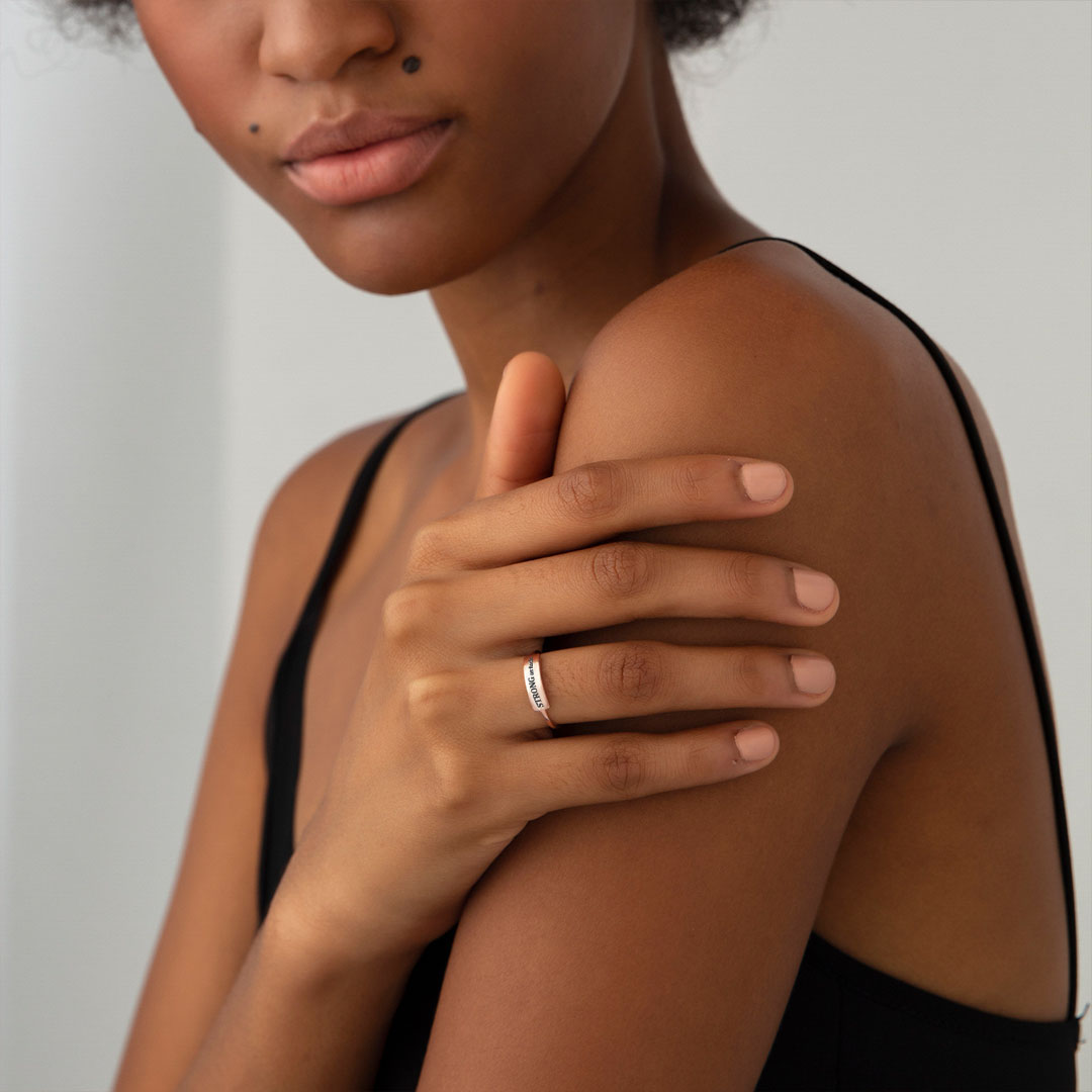 I am strong as fuck Dainty Bar Ring