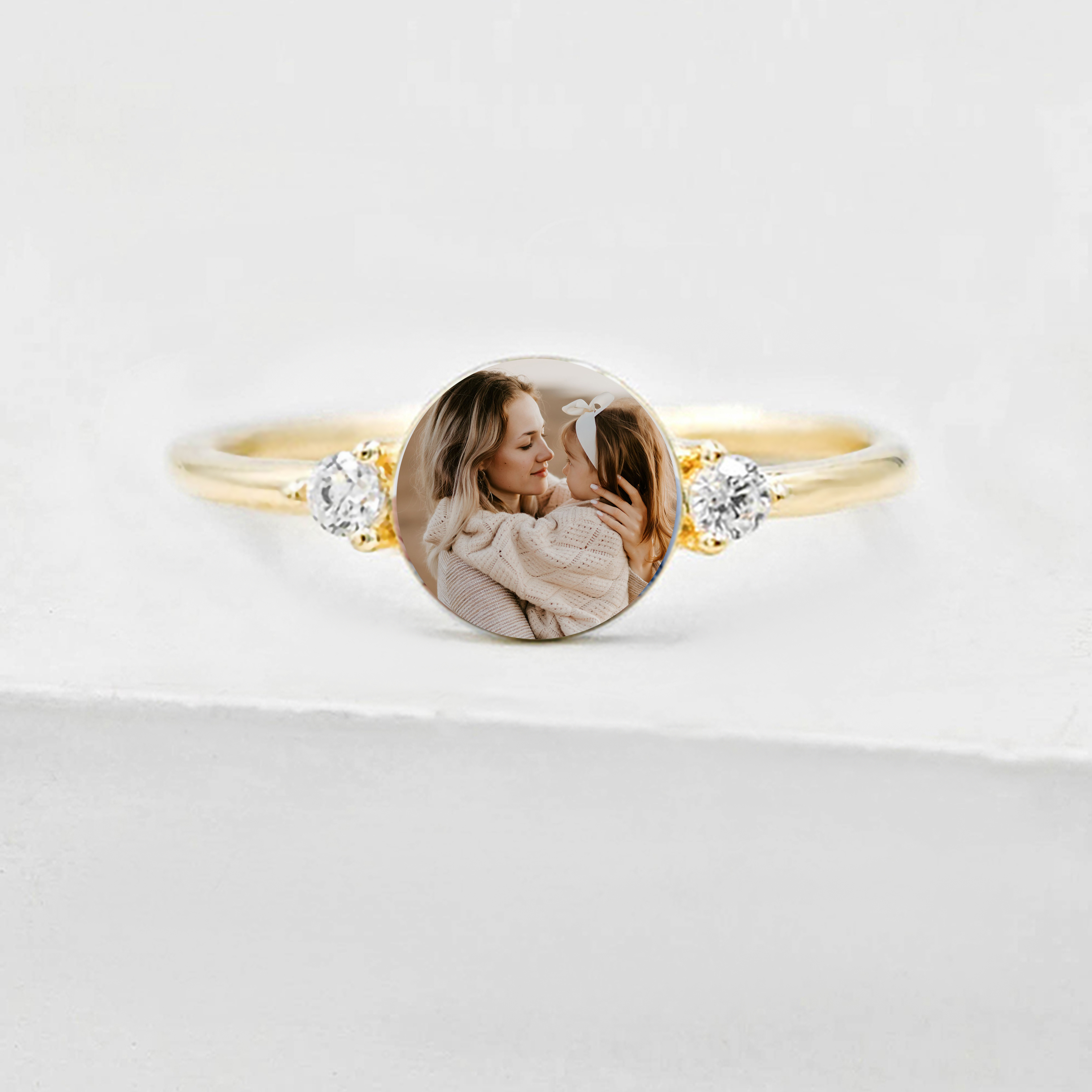 For Mother - Photo  Double Diamond Custom Ring