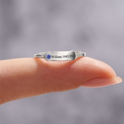 For Memorial - S925 Personalized Birthstone Name Memorial Ring
