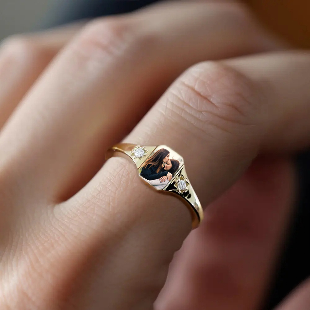 For Friend - S925 Customized Photo & Birthstone Ring