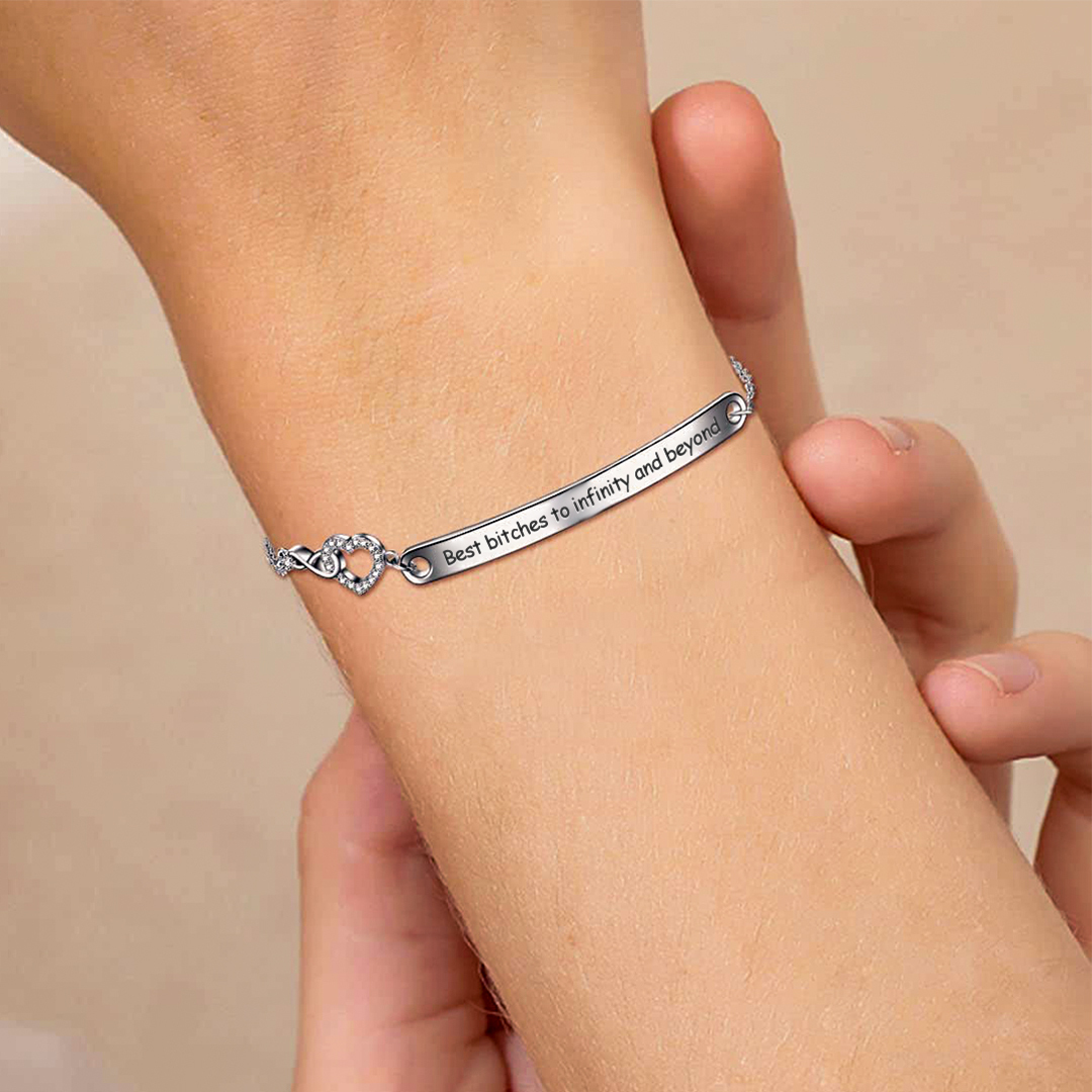 For Friend - Best Bitches to Infinity and Beyond Heart Bracelet